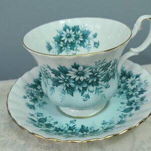 Royal Albert Bone China Cup and Saucer Melody Series Nocturne Blue Floral